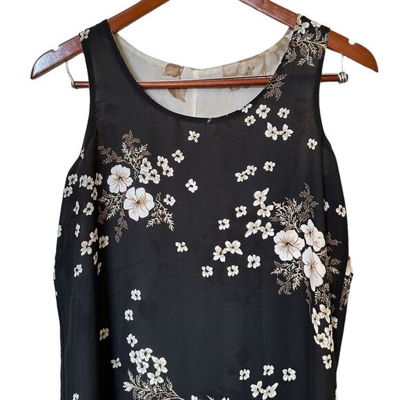 Floral Ditsy Versatile WimsyGoth Black Shift Maxi Sleeveless Boho Vintage Dress - Picture 6 of 13